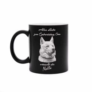 4 Unique Dogs Tasse mit Fotogravur schwarz 2
